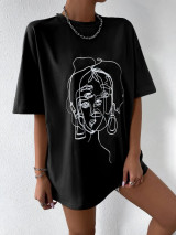 Fifth Avenue DIFT514 Oversized Figure Printed T-Shirt - Black