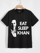 Fifth Avenue Eat Sleep Khan Print T-Shirt - Black
