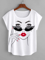 Fifth Avenue Women's Dolman DIFT522 Printed T-Shirt - White