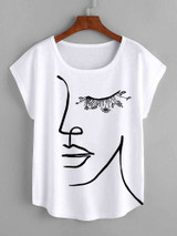 Fifth Avenue Women's Dolman DIFT528 Printed T-Shirt - White