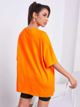 Fifth Avenue DIFT529 Oversized News Printed T-Shirt - Orange