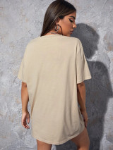 Fifth Avenue DIFT531 Oversized Tennis Printed T-Shirt - Cream