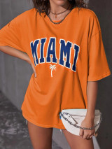 Fifth Avenue DIFT534 Oversized Miami Printed T-Shirt - Orange