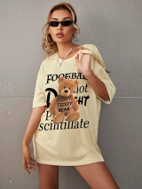 Fifth Avenue DIFT544 Bear Printed T-Shirt - Cream