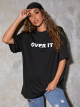 Fifth Avenue DIFT551 Over It Printed Oversized T-Shirt - Black
