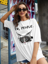 Fifth Avenue DIFT552 Ew People Printed Oversized T-Shirt - White