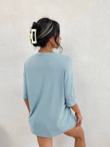 Fifth Avenue DIFT554 Sun Printed Oversized T-Shirt - Blue