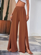 Fifth Avenue Women's Wide Leg Slit Waist Detail Pants FAWLP40