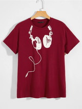 Fifth Avenue Headphones Printed MIFT115 T-Shirt - Maroon