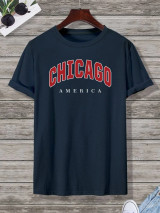 Fifth Avenue Chicago Printed MIFT119 T-Shirt - Navy Blue