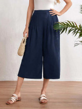 Fifth Avenue Women's Wide Leg Pintuck Crop Detail Pants FAWLP41