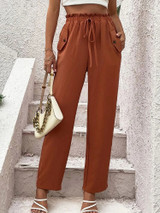 Fifth Avenue Women's Elastic Waist Pocket Detail Pants FAWLP44