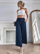 Fifth Avenue Women's Shirred Waist Button Detail Pants FAWLP48