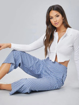 Fifth Avenue Women's Polka Dot Print Wide Leg Detail Pants FAWLP50