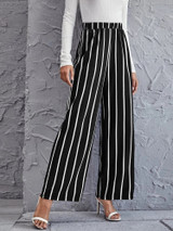 Fifth Avenue Women's Striped Print Wide Leg Detail Pants FAWLP53