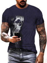 Fifth Avenue Skull Printed MIFT157 T-Shirt - Navy Blue