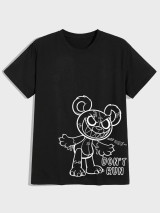 Fifth Avenue Cartoon Side Printed MIFT161 T-Shirt - Black