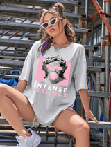 Fifth Avenue DIFT569 Intense Feelings Printed Oversized T-Shirt - Grey