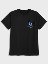 Fifth Avenue Front Back Butterfly Printed MIFT172 T-Shirt - Black