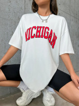 Fifth Avenue DIFT570 Michigan Printed Oversized T-Shirt - White