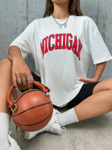 Fifth Avenue DIFT570 Michigan Printed Oversized T-Shirt - White
