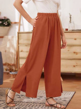 Fifth Avenue Women's Side Slit Wide Leg Detail Pants FAWLP59