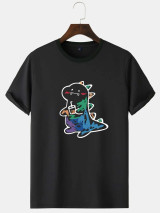 Fifth Avenue Multi Color Dragon Printed MIFT198 T-Shirt - Black