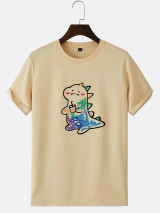 Fifth Avenue Multi Color Dragon Printed MIFT198 T-Shirt - Cream