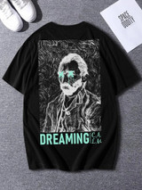 Fifth Avenue Front Back Painting Text Printed MIFT201 T-Shirt - Black