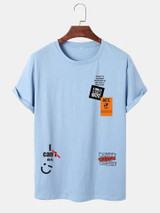 Fifth Avenue Stickers Printed MIFT212 T-Shirt - Light Blue