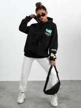 Fifth Avenue DIFT700 Stickers Print Hoodie - Black