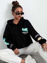 Fifth Avenue DIFT700 Stickers Print Hoodie - Black