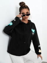 Fifth Avenue DIFT700 Stickers Print Hoodie - Black