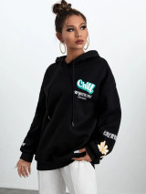 Fifth Avenue DIFT700 Stickers Print Hoodie - Black