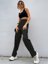 Fifth Avenue Women's Elastic Wide Leg Cargo Pocket Detail Pants FAWLP66