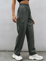 Fifth Avenue Women's Elastic Wide Leg Cargo Pocket Detail Pants FAWLP68