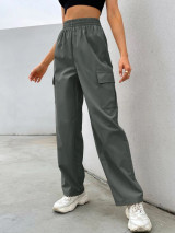 Fifth Avenue Women's Elastic Wide Leg Cargo Pocket Detail Pants FAWLP68