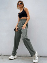 Fifth Avenue Women's Elastic Wide Leg Cargo Pocket Detail Pants FAWLP68