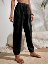 Fifth Avenue Women's Elastic Waist and Ankle Cargo Pocket Detail Pants FAWLP69