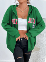 Fifth Avenue DIFT601 Oakland Print Zip Hoodie - Green