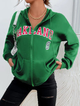 Fifth Avenue DIFT601 Oakland Print Zip Hoodie - Green