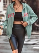 Fifth Avenue DIFT601 Oakland Print Zip Hoodie - Mint Green