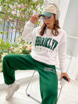 Fifth Avenue WTPS32 Print Oversized Detail Sweatshirt and Jogger Pants Set