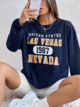 Fifth Avenue DIFT704 Las Vegas Printed Sweatshirt - Navy Blue