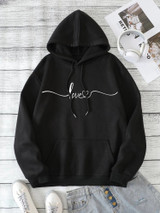Fifth Avenue DIFT724 Love Vector Print Hoodie - Black