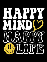 Fifth Avenue DIFT725 Happy Mind Happy Life Print Hoodie - Black
