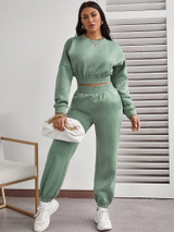 Fifth Avenue WTPS33 Elastic Waist Detail Sweatshirt and Jogger Pants Set
