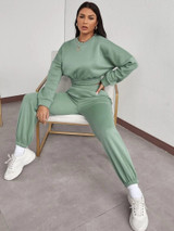 Fifth Avenue WTPS33 Elastic Waist Detail Sweatshirt and Jogger Pants Set