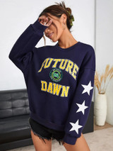 Fifth Avenue DIFT735 Future Printed Sweatshirt - Navy Blue