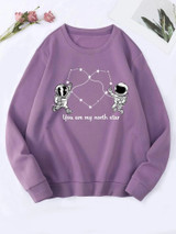 Fifth Avenue DIFT753 Space North Star Printed Sweatshirt - Purple